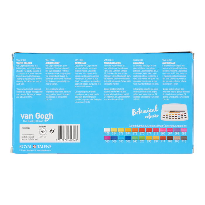 Van Gogh Estuche de acuarelas de tonos botánicos con 24 colores en medias pastillas Van Gogh Estuche de acuarelas de tonos botánicos con 24 colores en medias pastillas